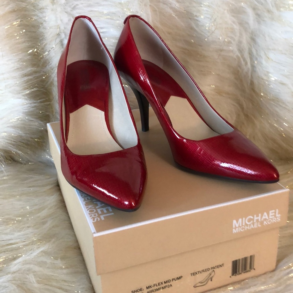 Michael Kors textured red patent pump